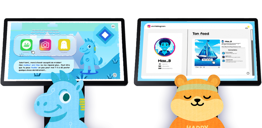 visuels de dispositif pédagogique intéractif : exemple de deux bornes